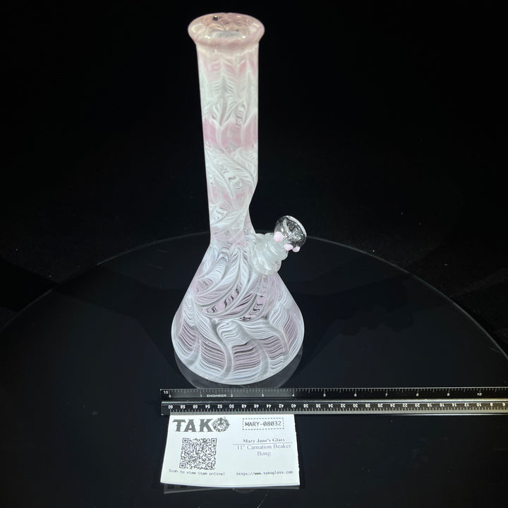 11" Carnation Beaker Bong Glass Pipe Mary Jane's Glass