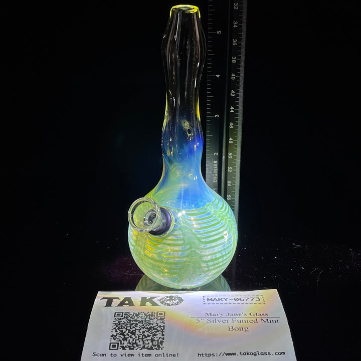 5" Silver Fumed Mini Bong Glass Pipe Mary Jane's Glass   