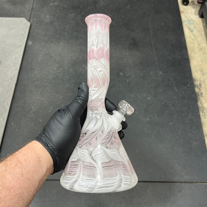 11" Carnation Beaker Bong Glass Pipe Mary Jane's Glass