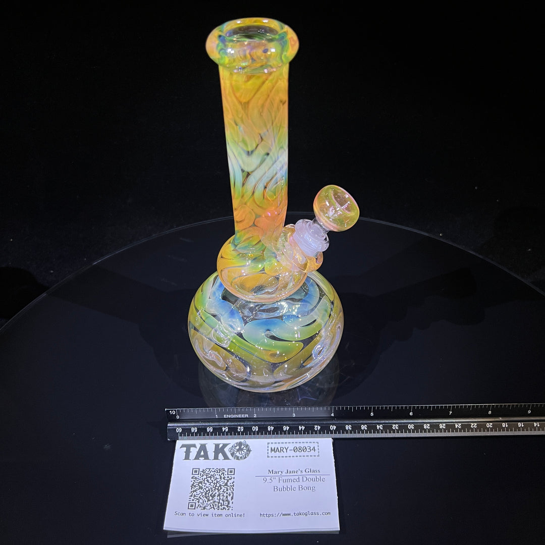 9.5" Fumed Double Bubble Bong Glass Pipe Mary Jane's Glass