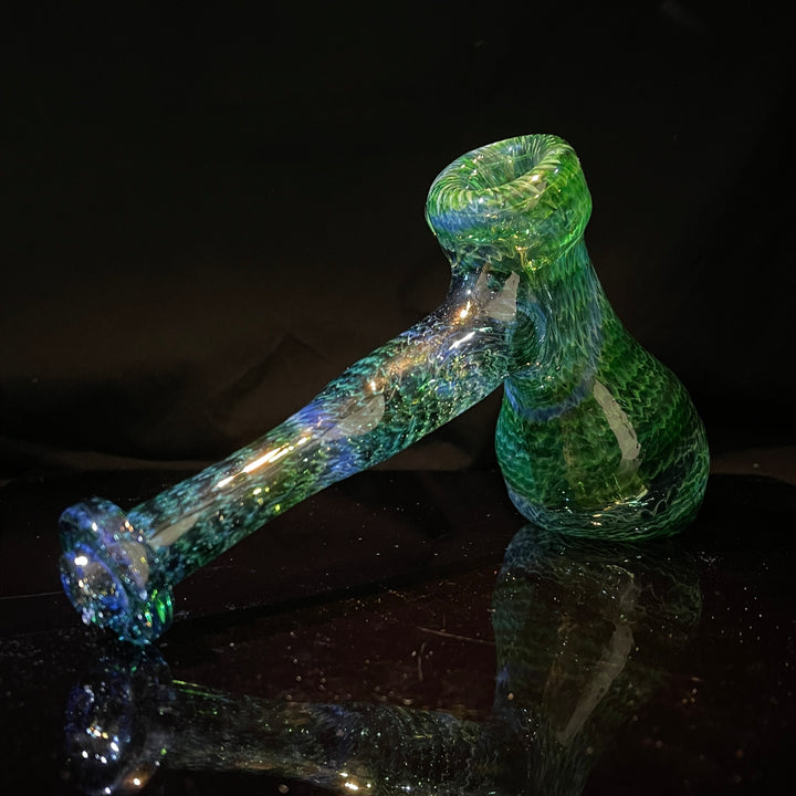 Forest Hammer Bubbler with Green Carb Glass Pipe Cose Glass   