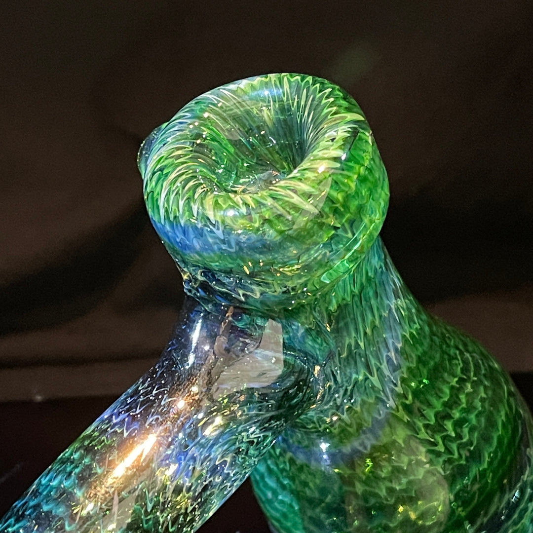 Forest Hammer Bubbler with Green Carb Glass Pipe Cose Glass   