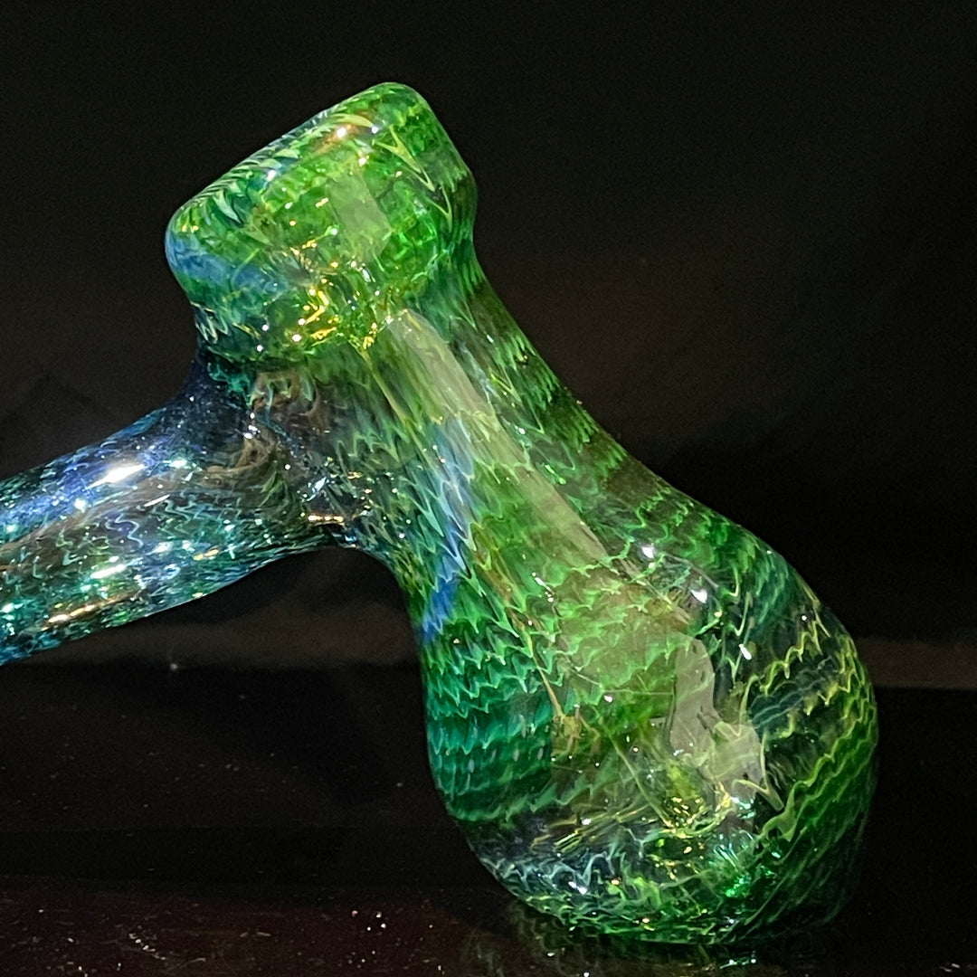 Forest Hammer Bubbler with Green Carb Glass Pipe Cose Glass   