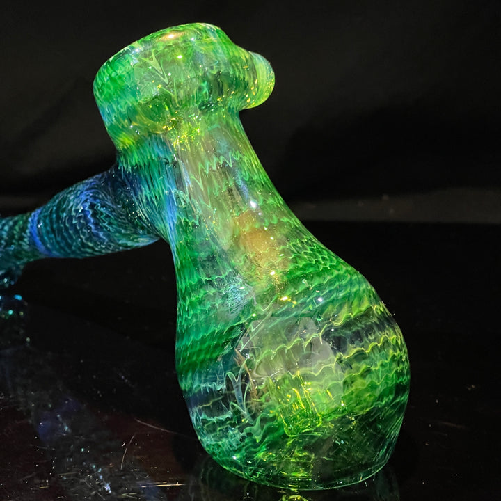 Forest Hammer Bubbler with Green Carb Glass Pipe Cose Glass   