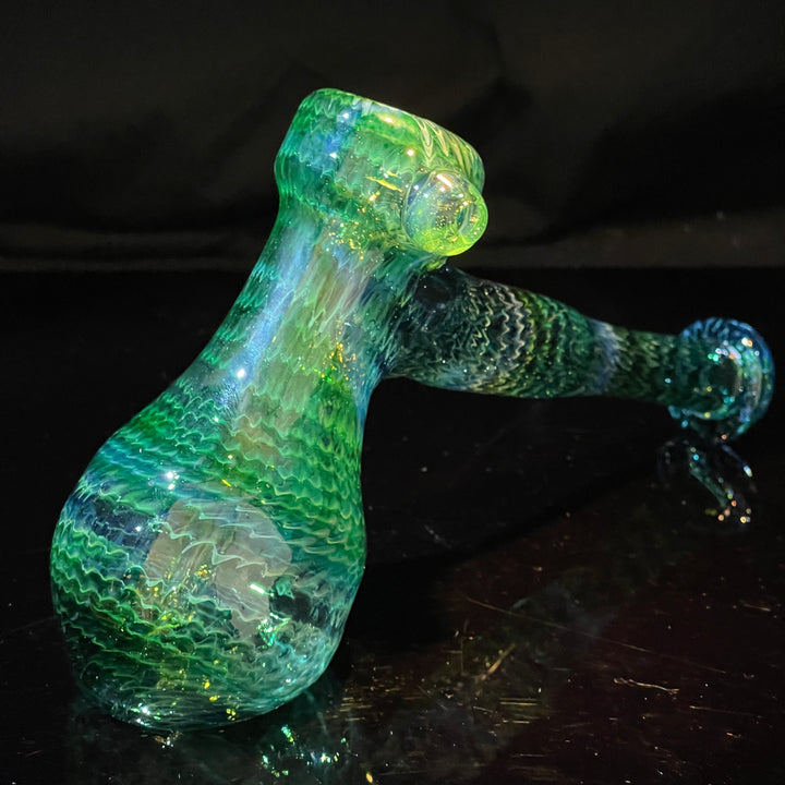 Forest Hammer Bubbler with Green Carb Glass Pipe Cose Glass   