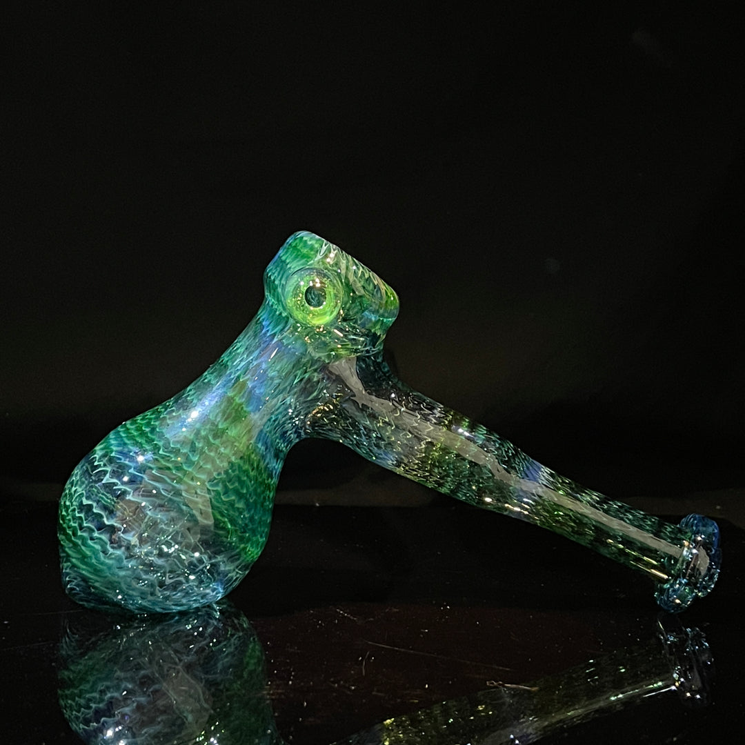 Forest Hammer Bubbler with Green Carb Glass Pipe Cose Glass   