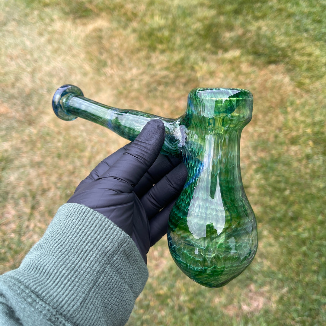 Forest Hammer Bubbler with Green Carb Glass Pipe Cose Glass   