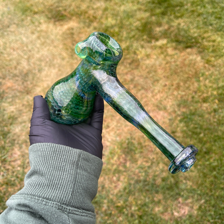 Forest Hammer Bubbler with Green Carb Glass Pipe Cose Glass   