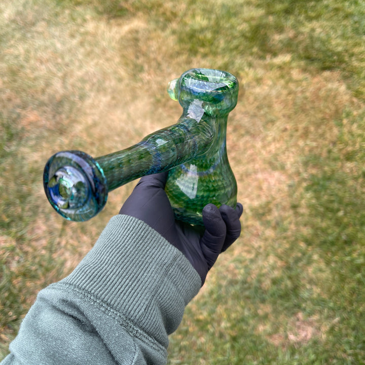 Forest Hammer Bubbler with Green Carb Glass Pipe Cose Glass   