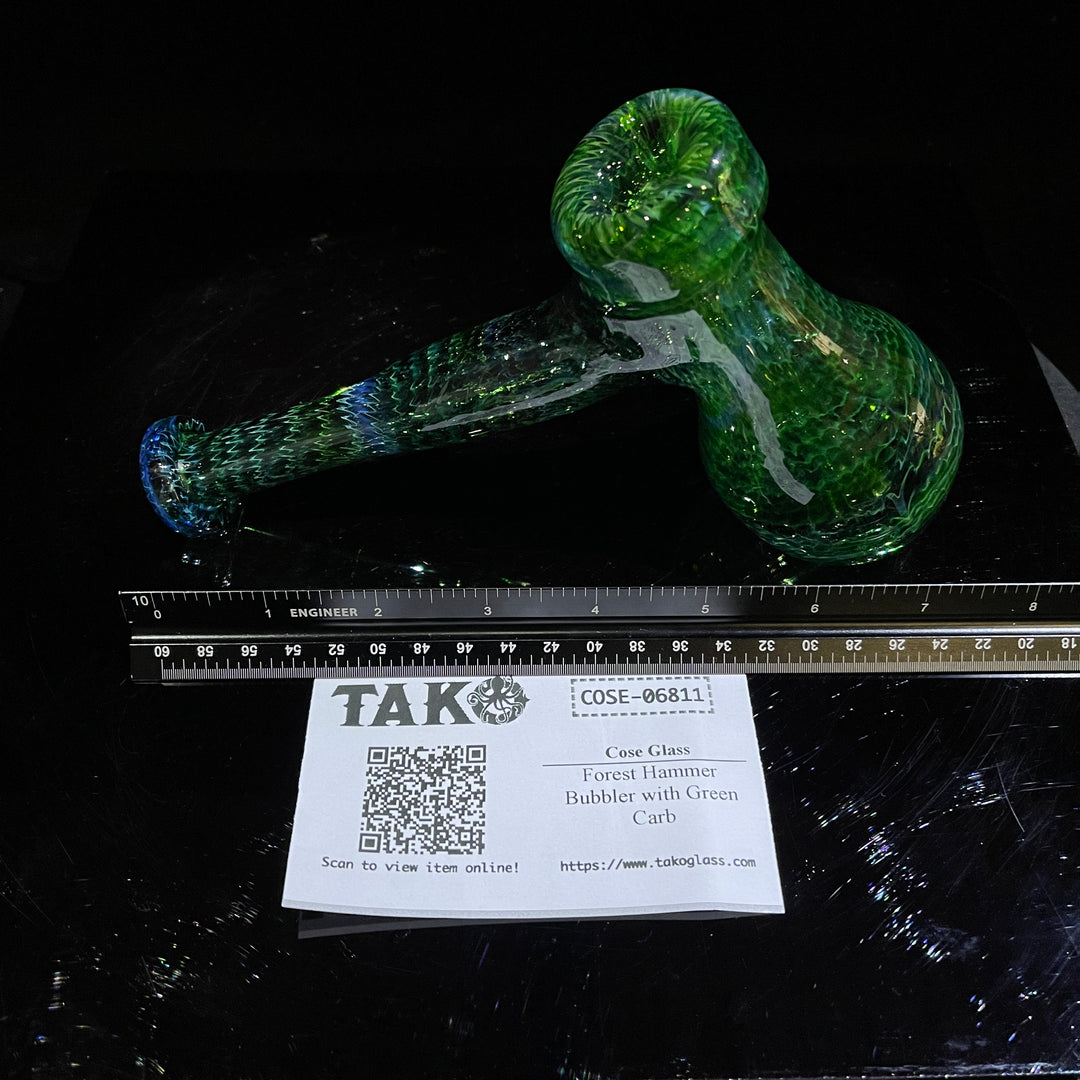 Forest Hammer Bubbler with Green Carb Glass Pipe Cose Glass   