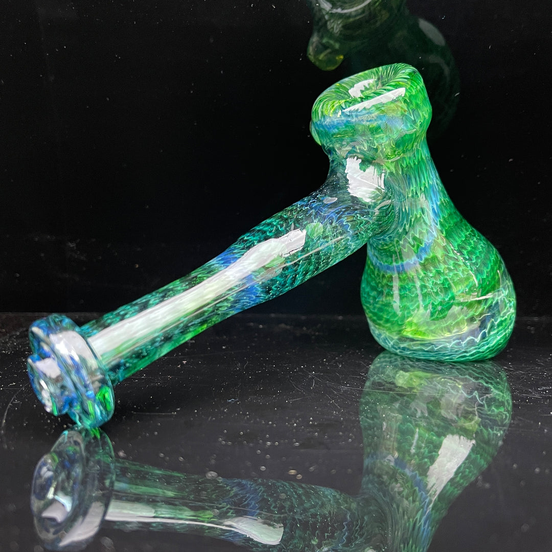 Forest Hammer Bubbler with Green Carb Glass Pipe Cose Glass   