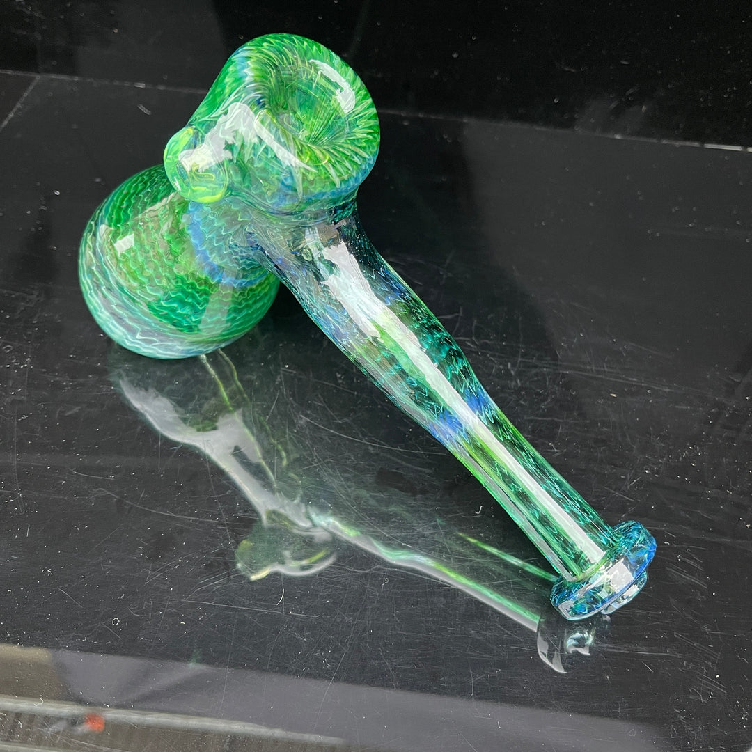 Forest Hammer Bubbler with Green Carb Glass Pipe Cose Glass   