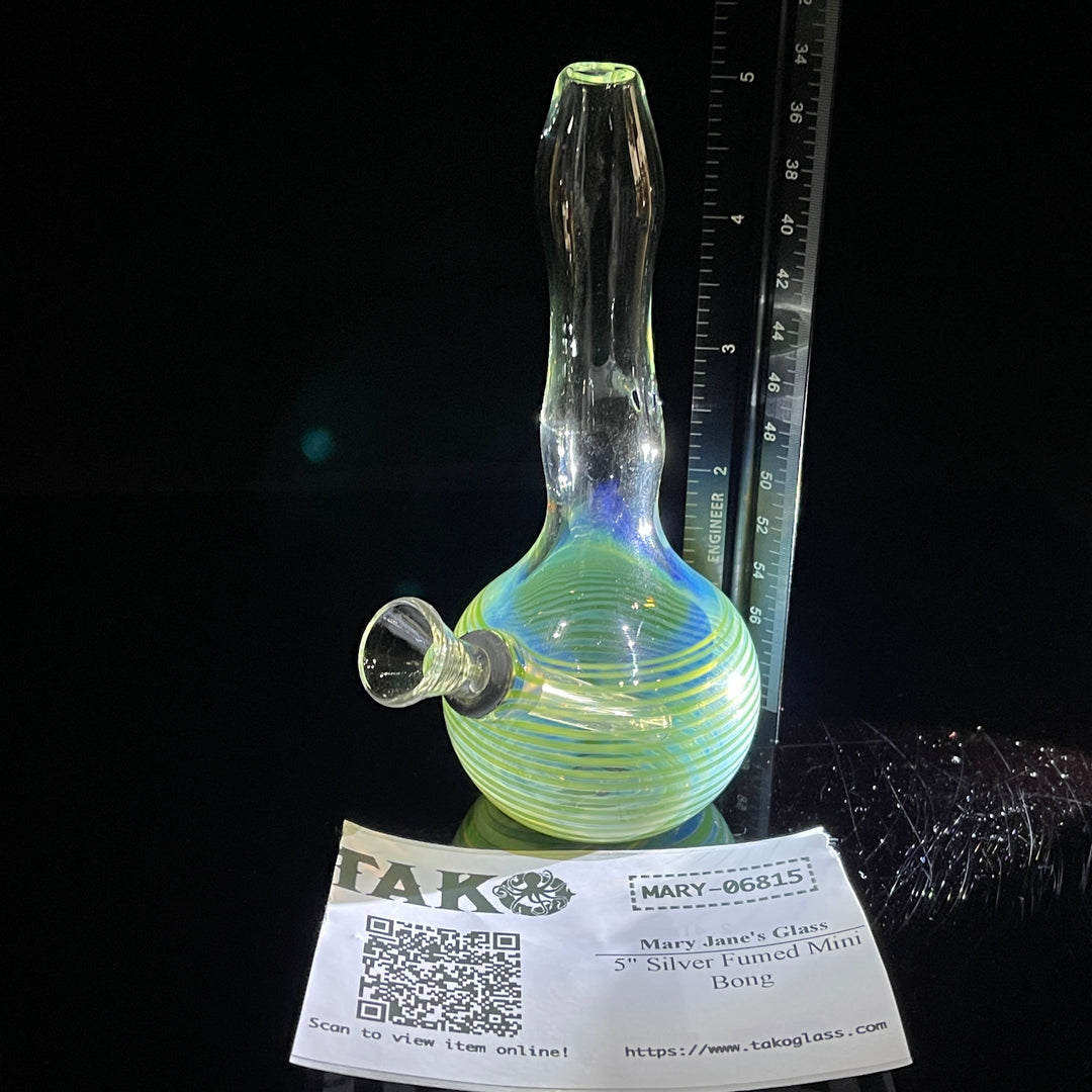 5" Silver Fumed Mini Bong Glass Pipe Mary Jane's Glass   