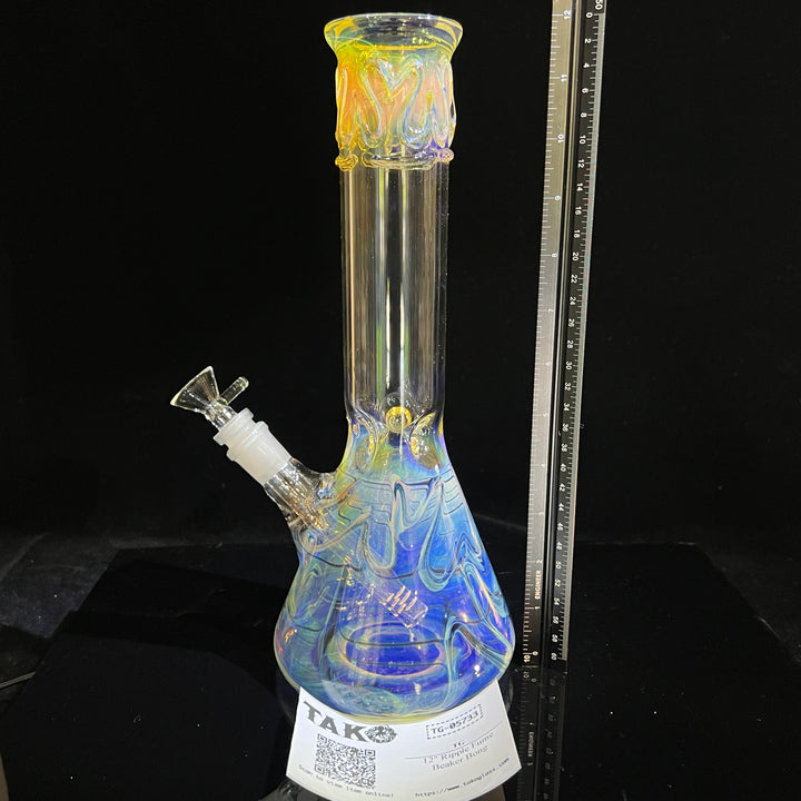 12" Ripple Fume Beaker Bong Glass Pipe TG   