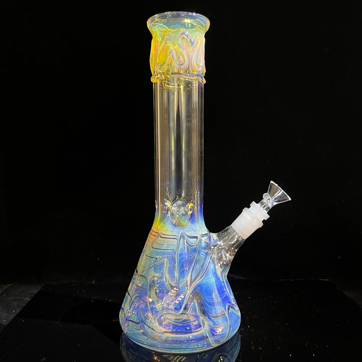 12" Ripple Fume Beaker Bong Glass Pipe TG   