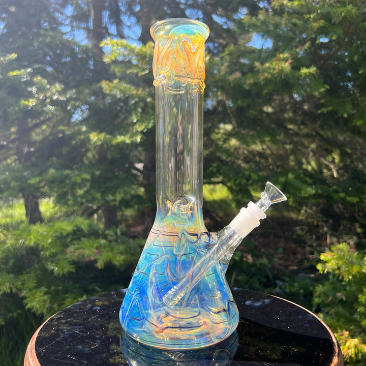 12" Ripple Fume Beaker Bong Glass Pipe TG   