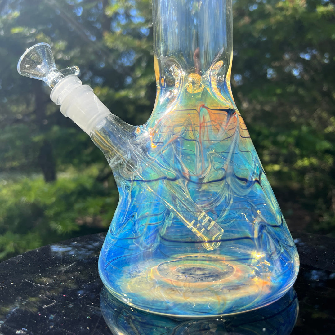 12" Ripple Fume Beaker Bong Glass Pipe TG   