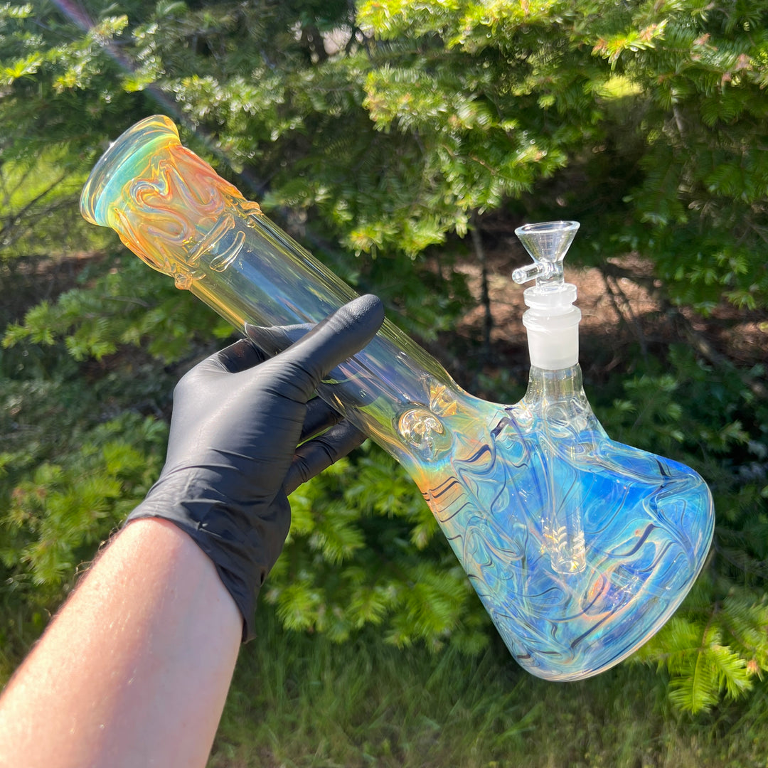 12" Ripple Fume Beaker Bong Glass Pipe TG   