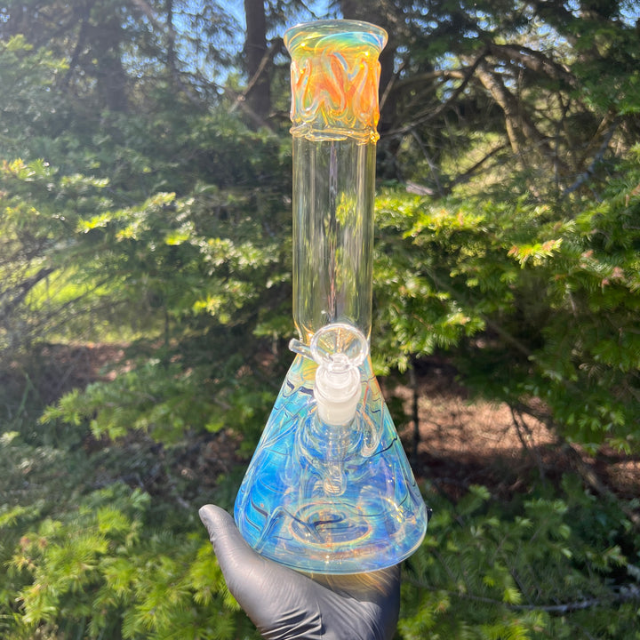 12" Ripple Fume Beaker Bong Glass Pipe TG   