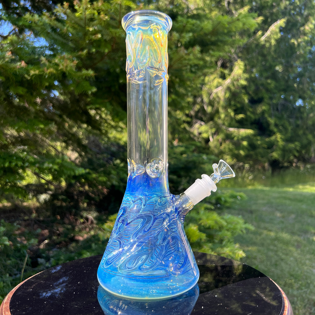 12" Ripple Fume Beaker Bong Glass Pipe TG   