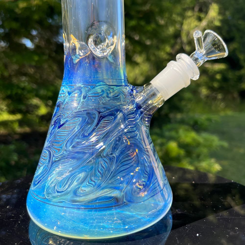 12" Ripple Fume Beaker Bong Glass Pipe TG   