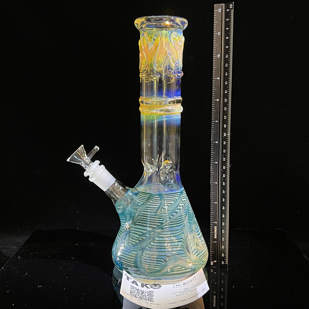 12" Ripple Fume Beaker Bong Glass Pipe TG   