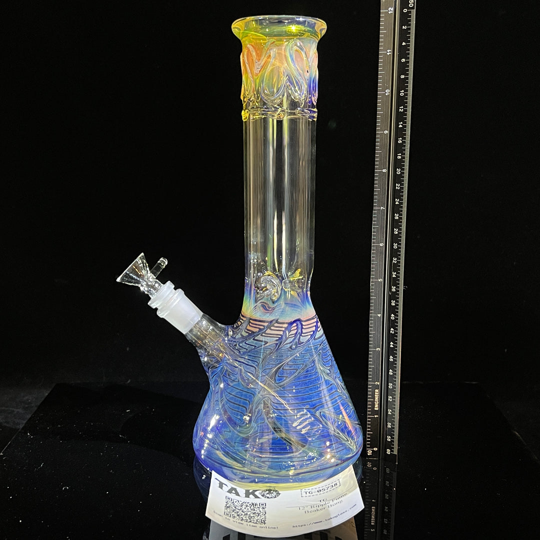 12" Ripple Fume Beaker Bong Glass Pipe TG   