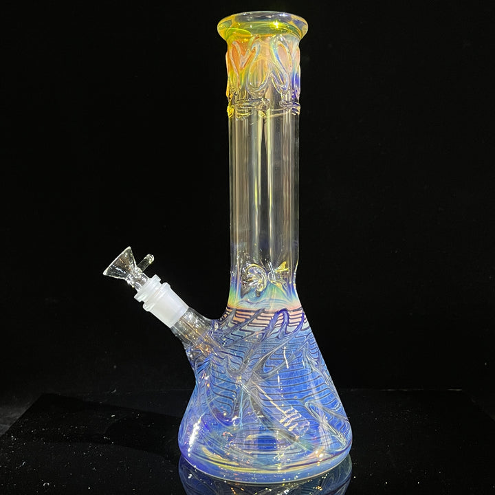 12" Ripple Fume Beaker Bong Glass Pipe TG   