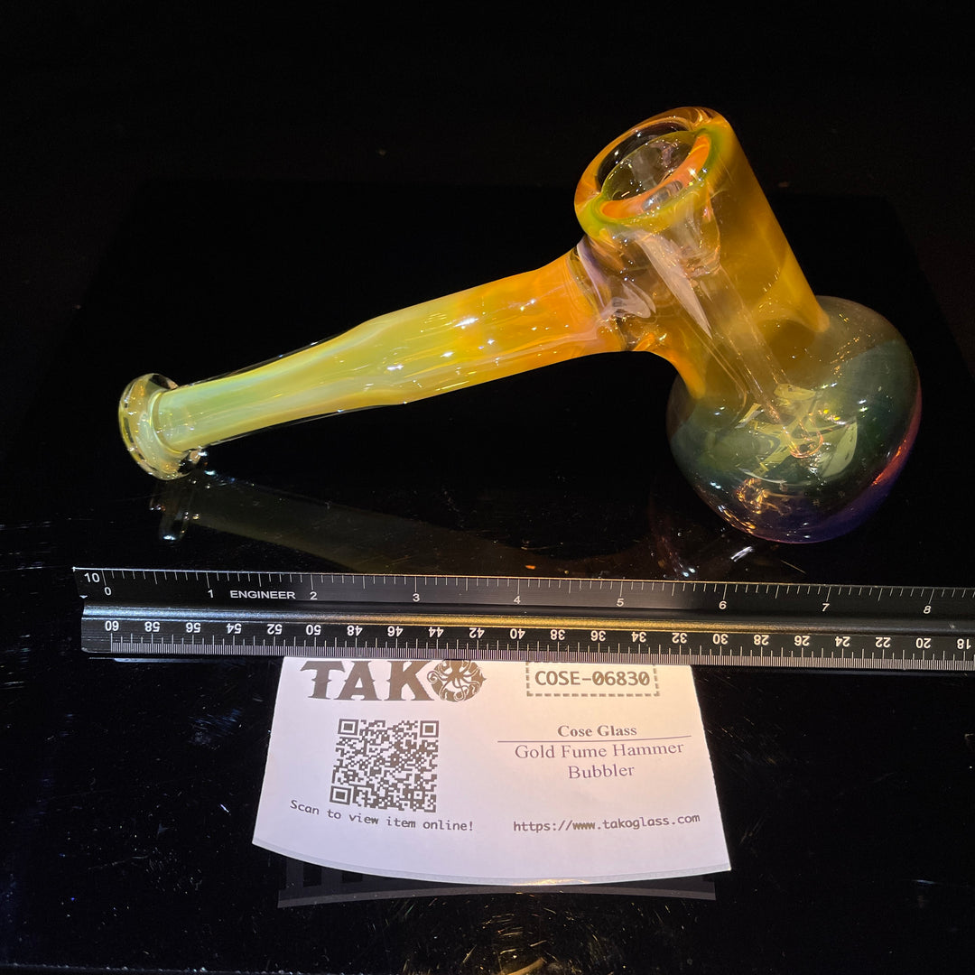 Gold Fume Hammer Bubbler Glass Pipe Cose Glass   