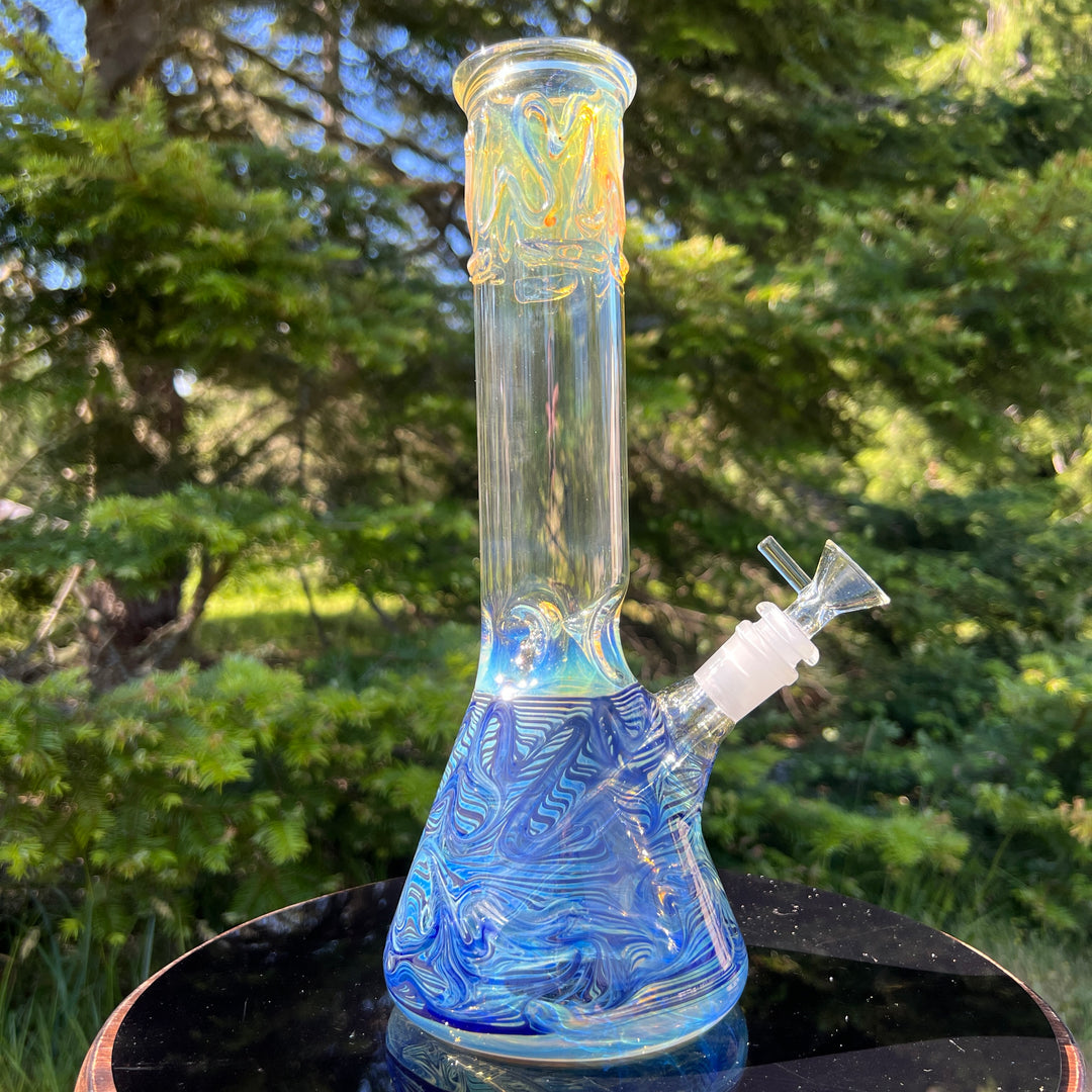 12" Ripple Fume Beaker Bong Glass Pipe TG   