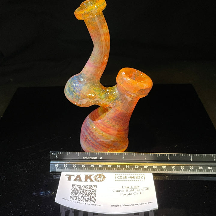 Guava Bubbler with Purple Carb Glass Pipe Cose Glass   