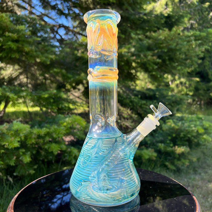 12" Ripple Fume Beaker Bong Glass Pipe TG   