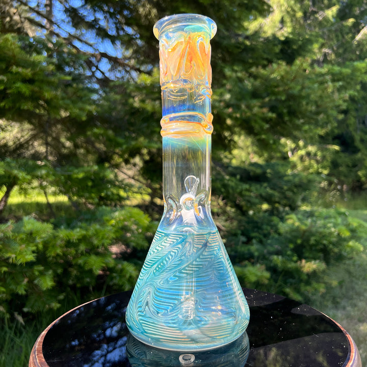 12" Ripple Fume Beaker Bong Glass Pipe TG   