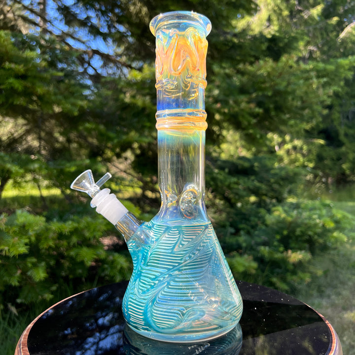 12" Ripple Fume Beaker Bong Glass Pipe TG   