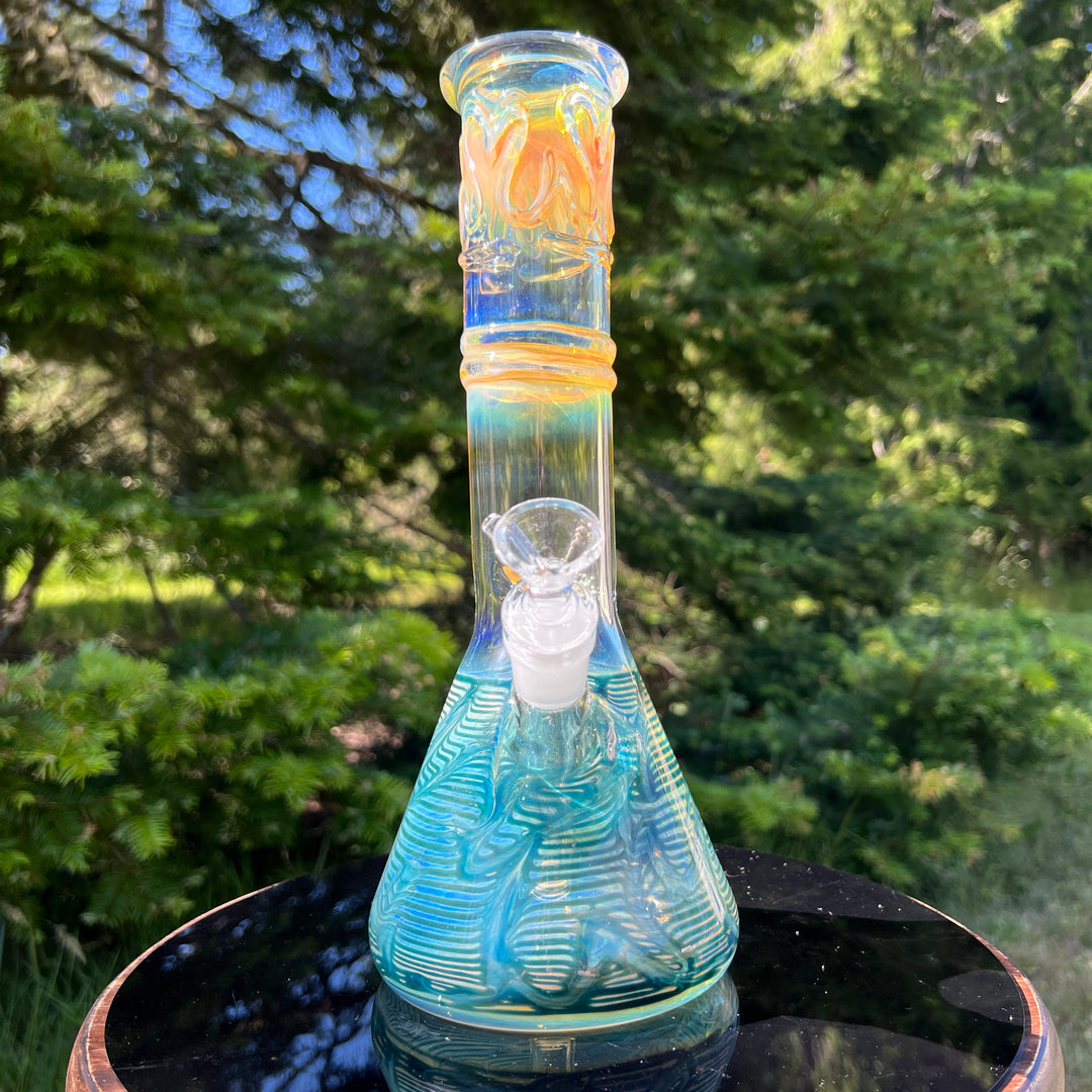 12" Ripple Fume Beaker Bong Glass Pipe TG   