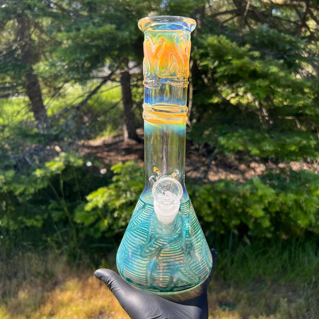 12" Ripple Fume Beaker Bong Glass Pipe TG   