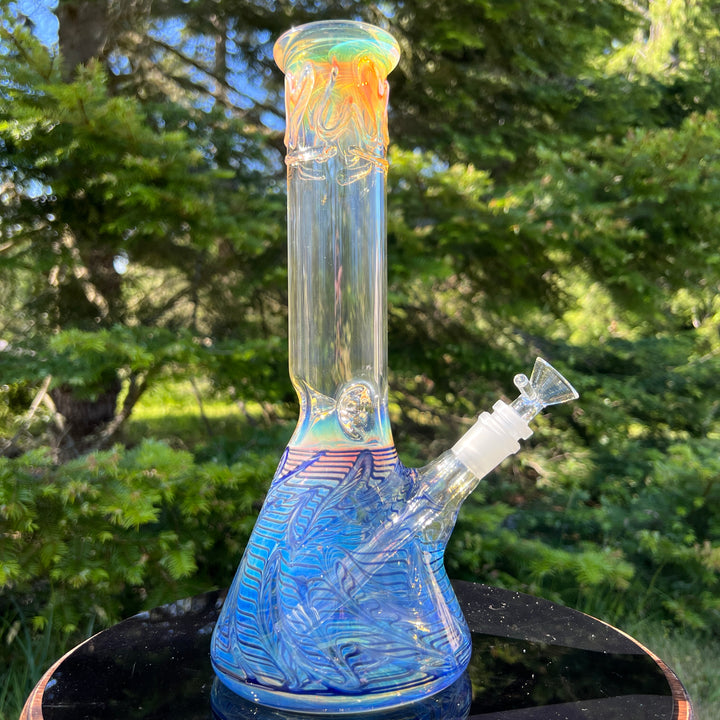 12" Ripple Fume Beaker Bong Glass Pipe TG   