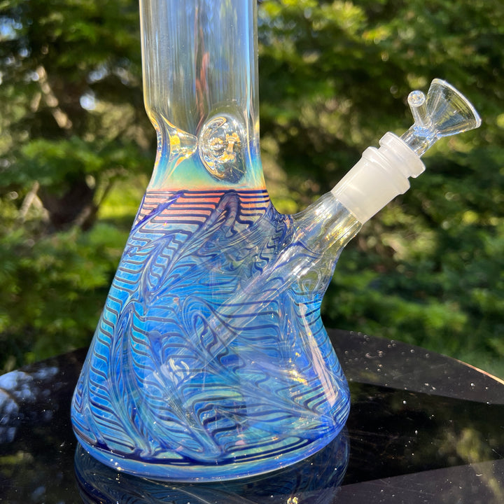 12" Ripple Fume Beaker Bong Glass Pipe TG   