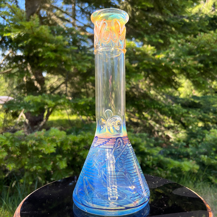 12" Ripple Fume Beaker Bong Glass Pipe TG   