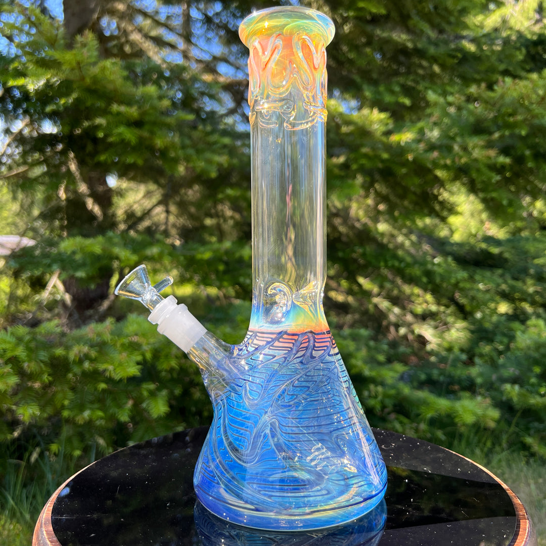 12" Ripple Fume Beaker Bong Glass Pipe TG   