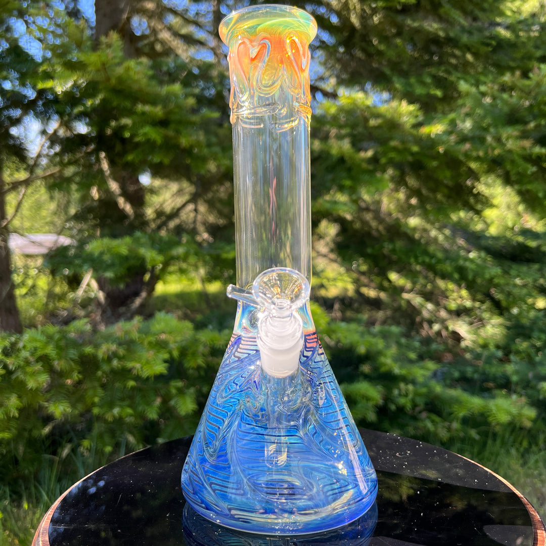 12" Ripple Fume Beaker Bong Glass Pipe TG   