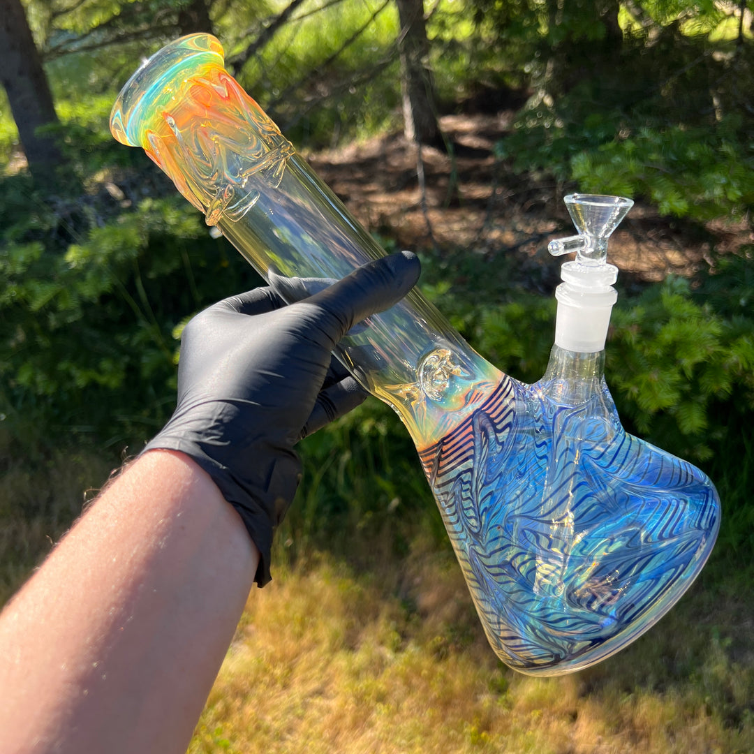 12" Ripple Fume Beaker Bong Glass Pipe TG   