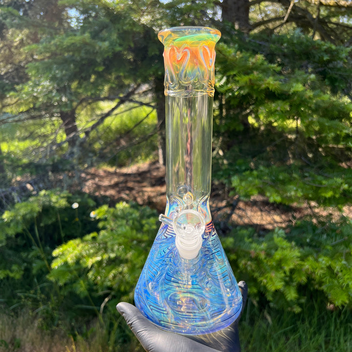 12" Ripple Fume Beaker Bong Glass Pipe TG   