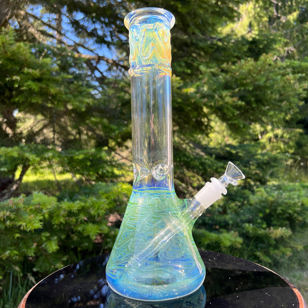 12" Ripple Fume Beaker Bong Glass Pipe TG   