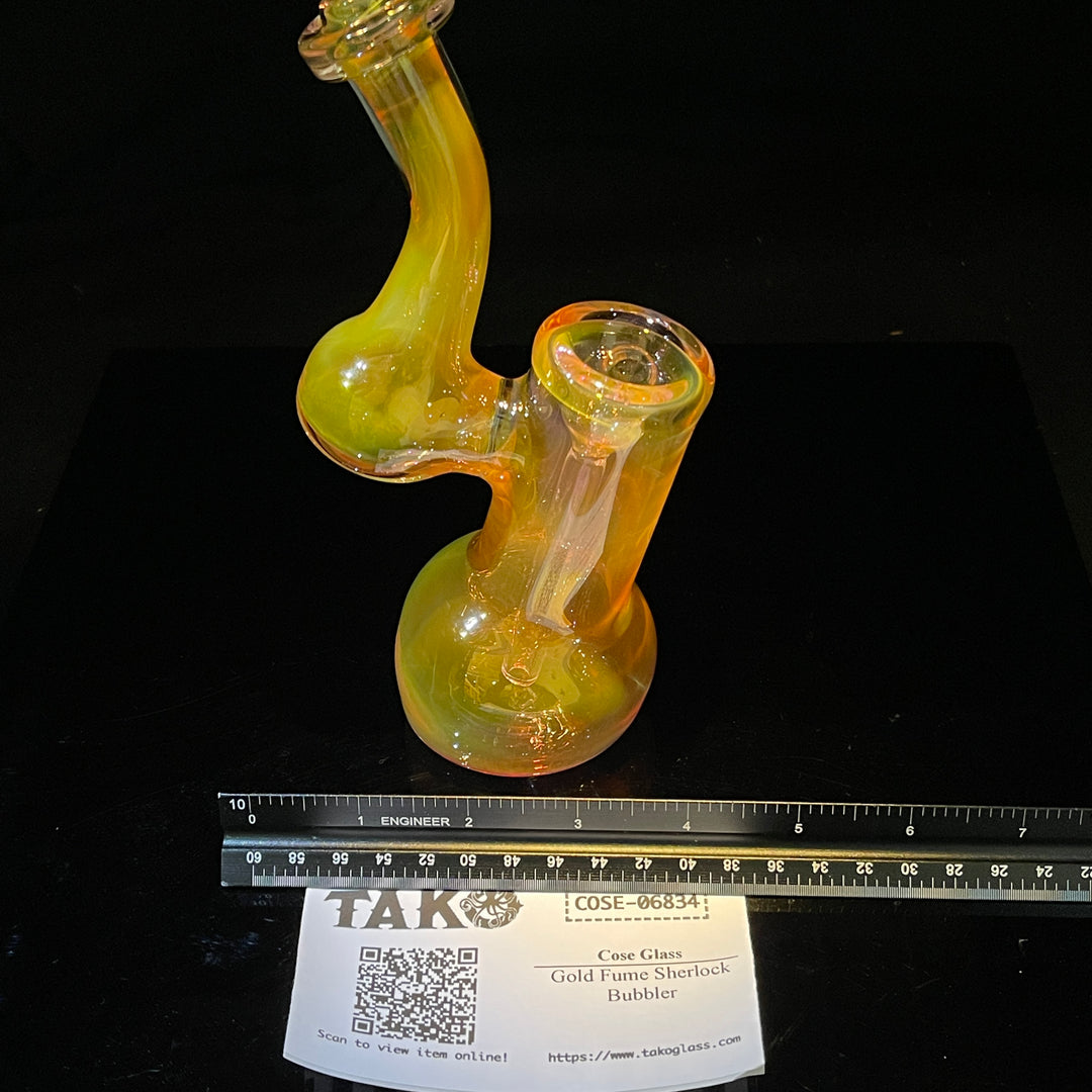 Gold Fume Sherlock Bubbler Glass Pipe Cose Glass   