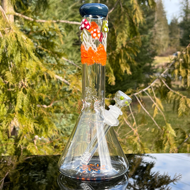 11" Mushroom Swirl Beaker Bong Glass Pipe Mary Jane's Glass