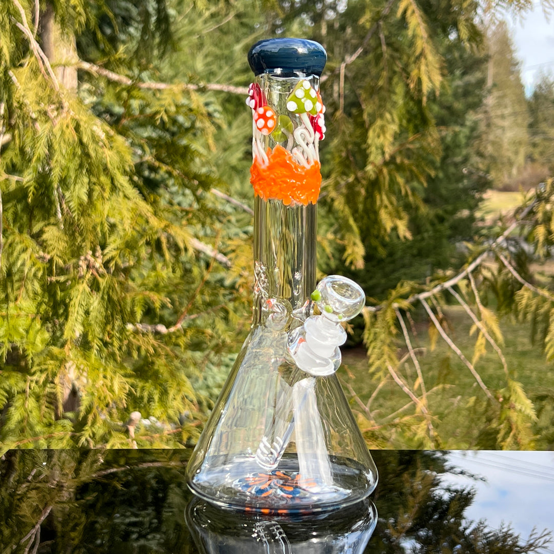 11" Mushroom Swirl Beaker Bong Glass Pipe Mary Jane's Glass