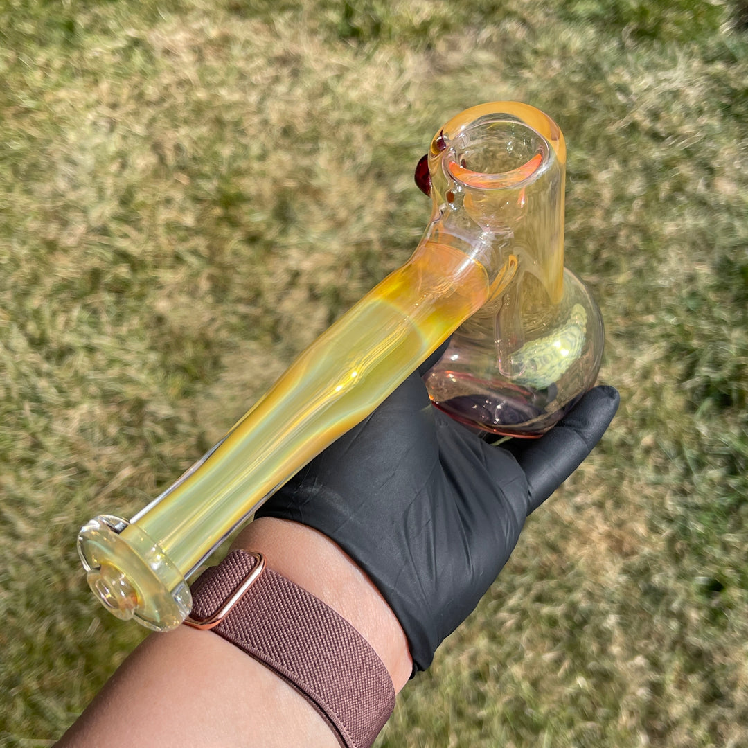 Gold Fume Hammer Bubbler Glass Pipe Cose Glass   