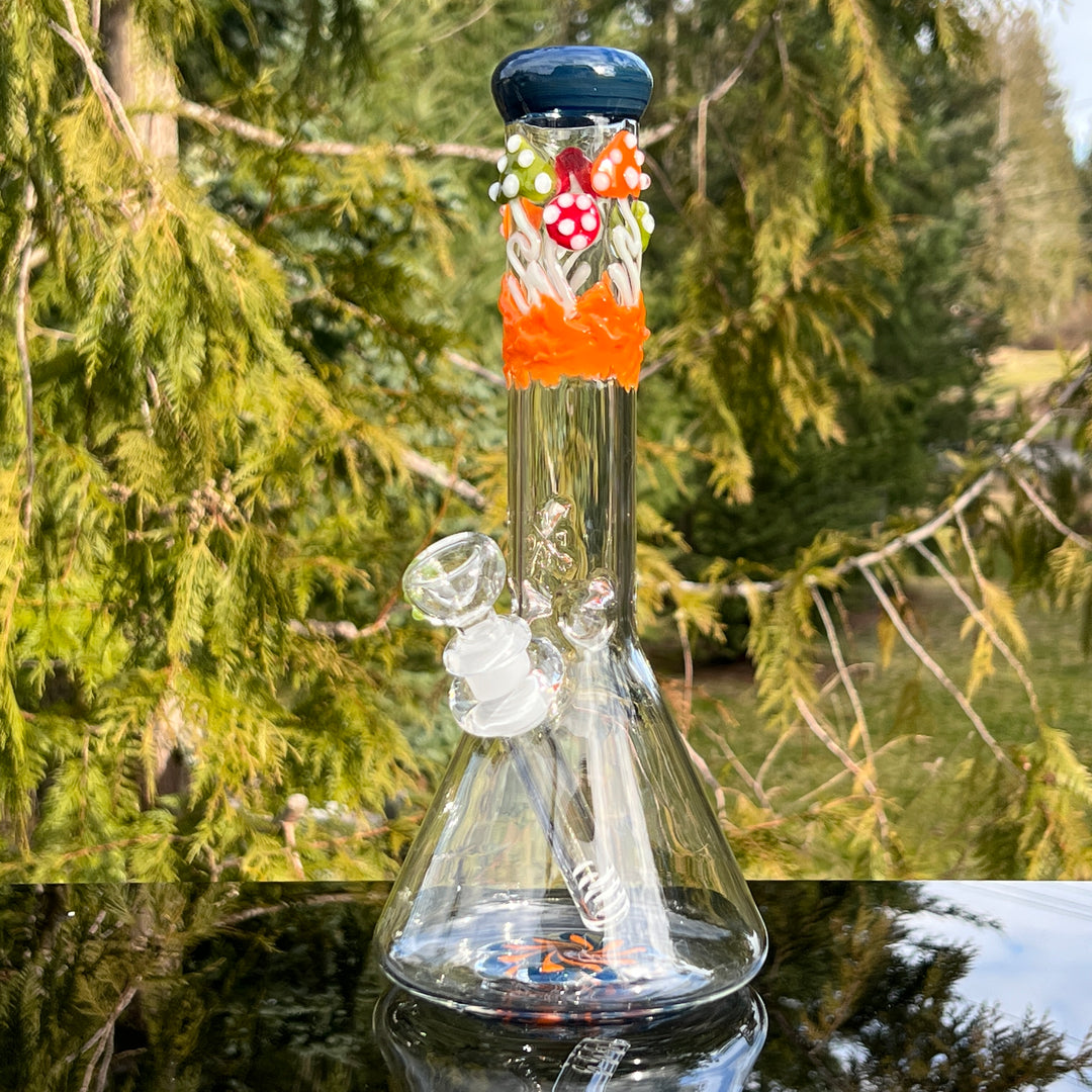 11" Mushroom Swirl Beaker Bong Glass Pipe Mary Jane's Glass