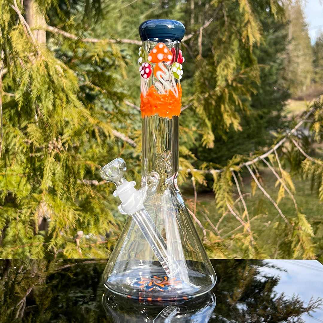 11" Mushroom Swirl Beaker Bong Glass Pipe Mary Jane's Glass